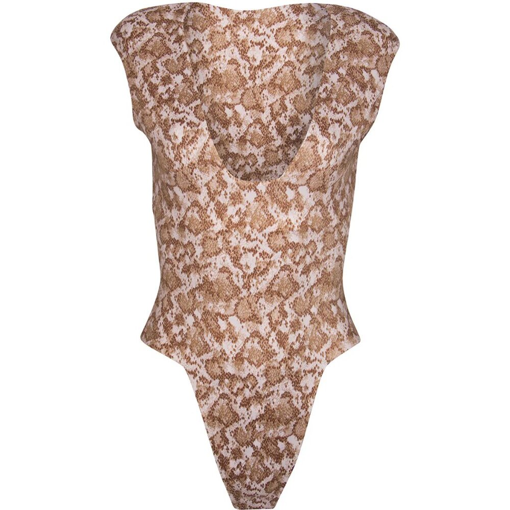 NWT Dos Gardenias strong shoulder Jones Medusa snake print square neck swimsuit